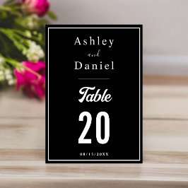 Tarjeta De Mesa Elegante Moda Boda Mínimo Blanco Y Negro