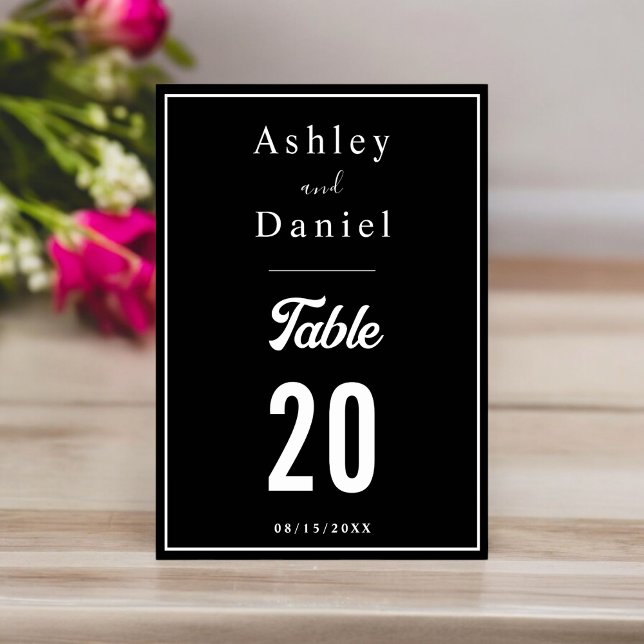 Tarjeta De Mesa Elegante Moda Boda Mínimo Blanco Y Negro (Subido por el creador)