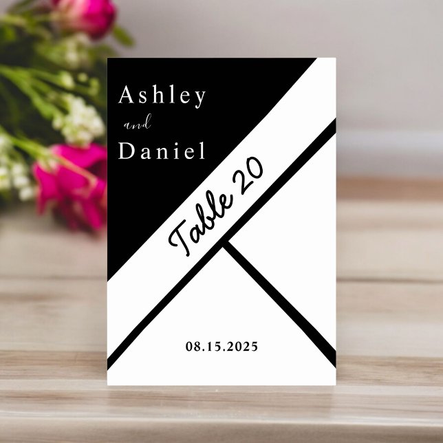 Tarjeta De Mesa Elegante Moda Boda Moderno De Estilo Blanco Y Negr (Subido por el creador)
