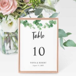 Tarjeta De Mesa Elegante Moda Eucalyptus Sage Green boda hoja