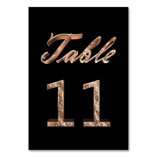 Tarjeta De Mesa Elegante Moda Fiesta de oro negro número 11 (Anverso)