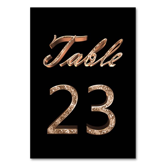 Tarjeta De Mesa Elegante Moda Fiesta de oro negro número 23 (Anverso)