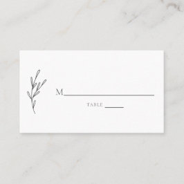 Tarjeta De Mesa Elegante Moda floral Minimalista monocroma gris