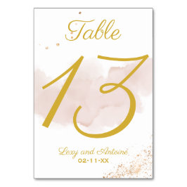 Tarjeta De Mesa Elegante Moda Mauve Watercolor Dorado Splatter Scr