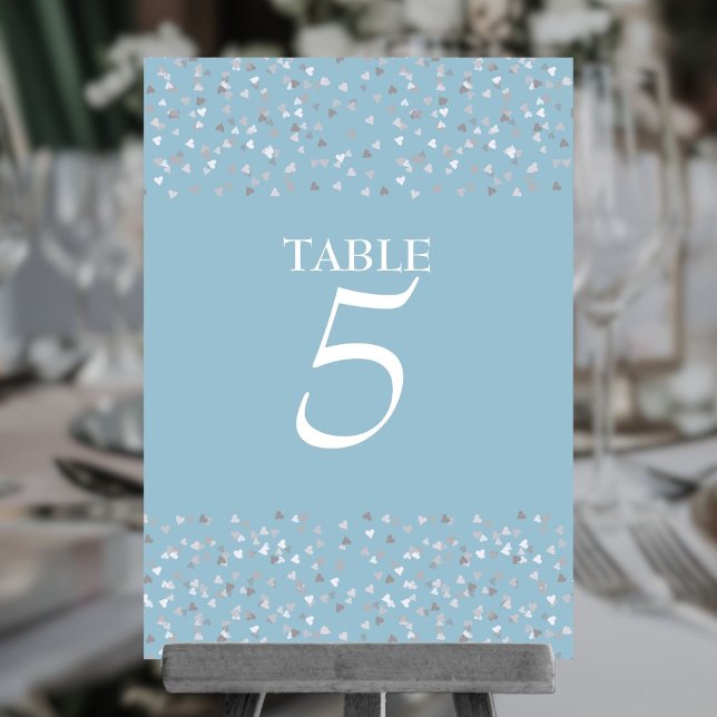 Tarjeta De Mesa Elegante Moda moderna Love Hearts Confetti (Elegant Modern Chic Love Hearts Confetti Table Number)