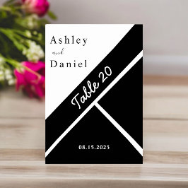 Tarjeta De Mesa Elegante Moda Negro Y Blanco Fancy Boda Moderno
