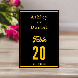 Tarjeta De Mesa Elegante Moda Negro Y Dorado Boda De Lujo Moderno