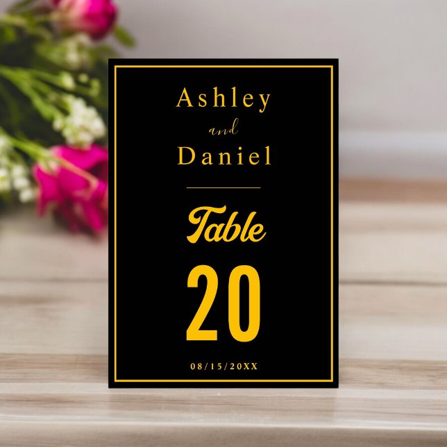 Tarjeta De Mesa Elegante Moda Negro Y Dorado Boda De Lujo Moderno (Subido por el creador)