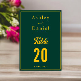 Tarjeta De Mesa Elegante Moda Verde Y Dorado Boda De Lujo Moderno