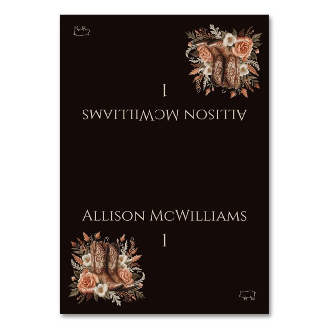 Tarjeta De Mesa Elegante Moderno País Occidental - Flores - Icono  (Anverso)