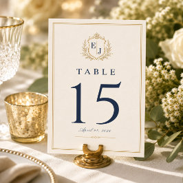 Tarjeta De Mesa Elegante Monograma Antiguo Dinero de Bodas