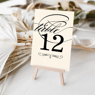 Tarjeta De Mesa Elegante Monograma de Boda con Caligrafía en Marfi