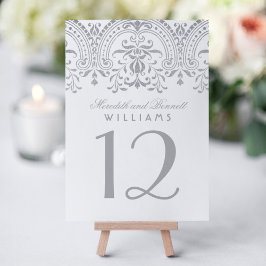 Tarjeta De Mesa Elegante Monograma de Glamour Vintage Plateado