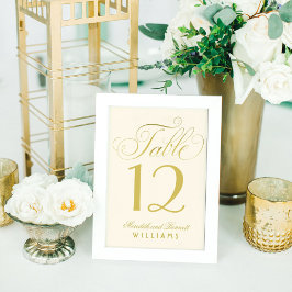 Tarjeta De Mesa Elegante Monograma de Letra Caligráfica en Oro