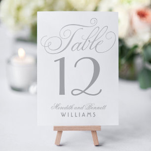 Tarjeta De Mesa Elegante Monograma de Letra Caligráfica en Plata