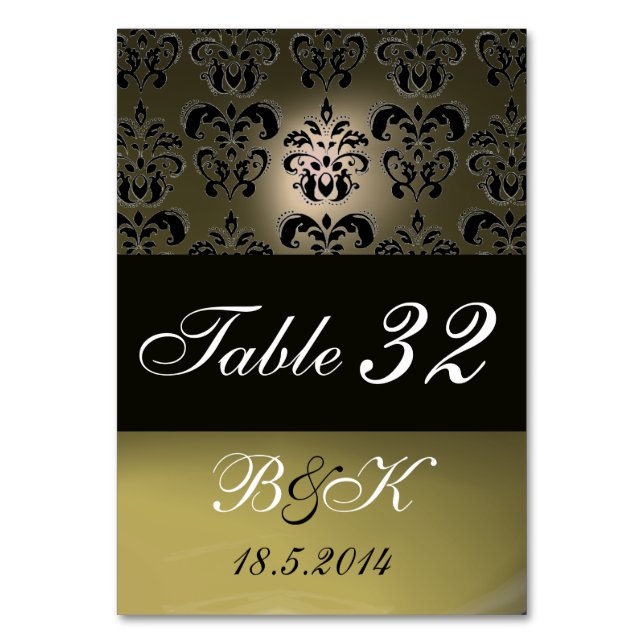 TARJETA DE MESA ELEGANTE MONOGRAMA NEGRO Y GRIS BLANCO (Anverso)