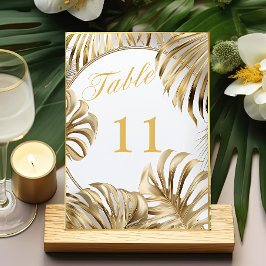 Tarjeta De Mesa Elegante Monstera Gilded Gold Boda