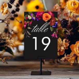 Tarjeta De Mesa Elegante Moody Vibrant Harvest Floral
