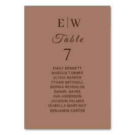 Tarjeta De Mesa Elegante Mousse de Mocha Simple con Boda de Monogr