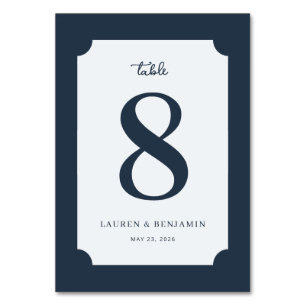 Tarjeta De Mesa Elegante Navy Número Ocho