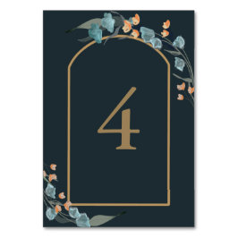 Tarjeta De Mesa Elegante Navy y Botánico Azul Polvo