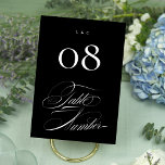 Tarjeta De Mesa Elegante negro formal sobre Boda de caligrafía bla<br><div class="desc">Número de tabla - elegante e impresionante - parte de una colección</div>