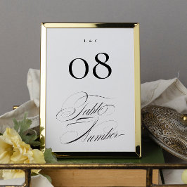 Tarjeta De Mesa Elegante negro formal sobre Boda de caligrafía bla
