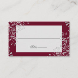 Tarjeta De Mesa Elegante nombre largo de Boda de Swirl Borgoña