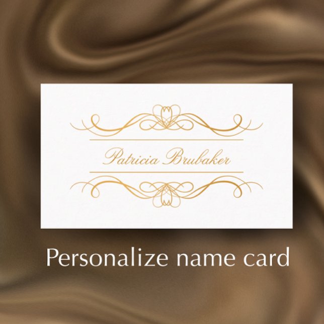 Tarjeta De Mesa Elegante nombre moderno de guión de giro dorado y  (Customize these elegant golden name cards for a beautiful celebration table.
)