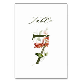 Tarjeta De Mesa Elegante número botánico de flores 7,