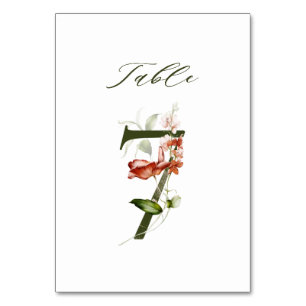 Tarjeta De Mesa Elegante número botánico de flores 7,