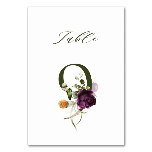 Tarjeta De Mesa Elegante número botánico de flores 9, (Anverso)