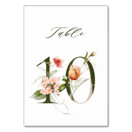 Tarjeta De Mesa Elegante número de flores botánicas 10,