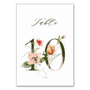Tarjeta De Mesa Elegante número de flores botánicas 10,