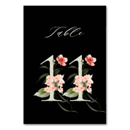 Tarjeta De Mesa Elegante número de flores botánicas 11, negro