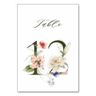 Tarjeta De Mesa Elegante número de flores botánicas 12,