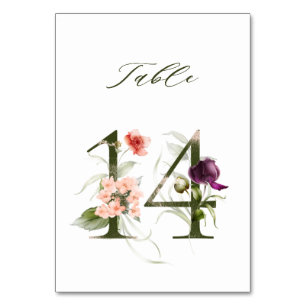 Tarjeta De Mesa Elegante número de flores botánicas 14,