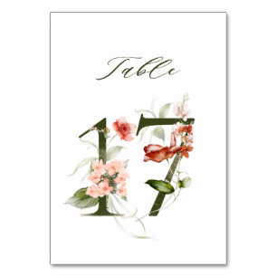 Tarjeta De Mesa Elegante número de flores botánicas 17,