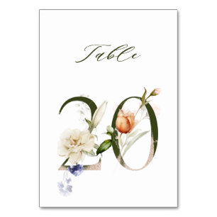 Tarjeta De Mesa Elegante número de flores botánicas 20,