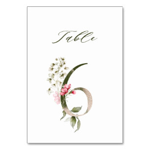 Tarjeta De Mesa Elegante número de flores botánicas 6,