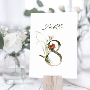 Tarjeta De Mesa Elegante número de flores botánicas 8,