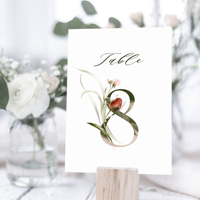 Tarjeta De Mesa Elegante número de flores botánicas 8, (Subido por el creador)