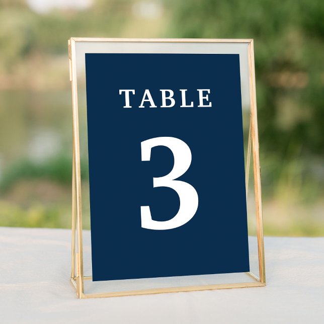 Tarjeta De Mesa Elegante número de tabla Boda azul de la Marina (Elegant Navy Blue Wedding Table Number
)