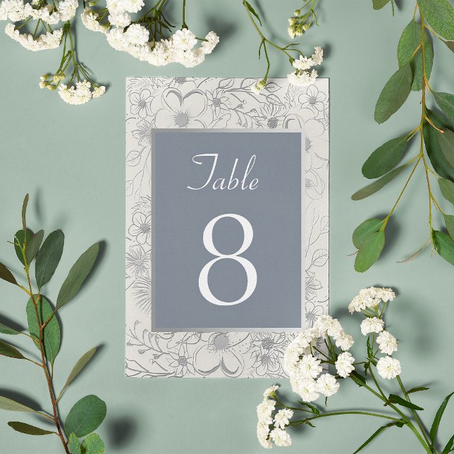 Tarjeta De Mesa Elegante número de tabla Boda azul turbio (Subido por el creador)