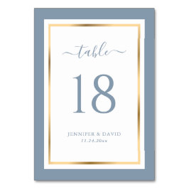 Tarjeta De Mesa Elegante número de tabla Boda azul y dorado