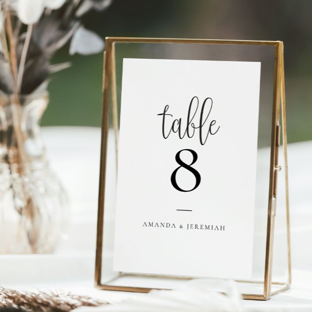 Tarjeta De Mesa Elegante número de tabla Boda de caligrafía modern (Subido por el creador)