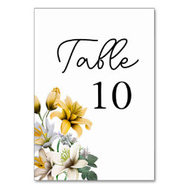 Tarjeta De Mesa Elegante número de tabla Boda floral amarillo