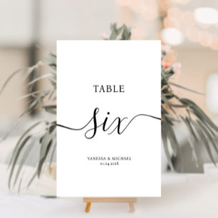 Tarjeta De Mesa Elegante número de tabla de boda de caligrafía