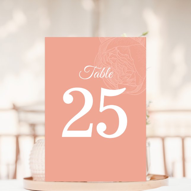 Tarjeta De Mesa Elegante número de tabla de Boda de flores de Peon (Subido por el creador)
