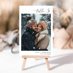 Tarjeta De Mesa Elegante número de tabla de boda de fotos minimali